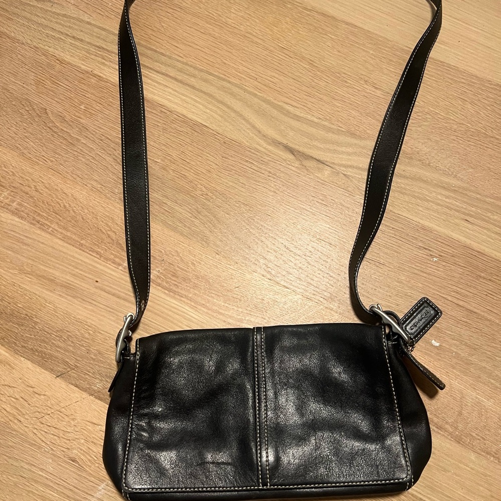 Coach Y2K Black Leather Hampton black Crossbody Bag